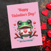 Cute Grappige Kikker Liefde Harten Valentijnkaart Feestdagenkaart
