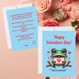Cute Grappige Kikker Liefde Hartjes Valentijnkaart Feestdagenkaart