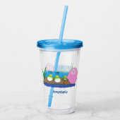 Cute grappige kikkers bubblegum cartoon illustrati acryl drinkbeker (Achterkant)