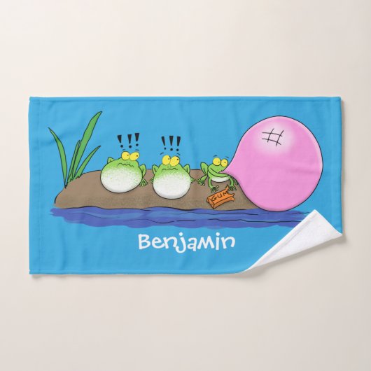 Cute grappige kikkers bubblegum cartoon illustrati bad handdoek (Handdoek)