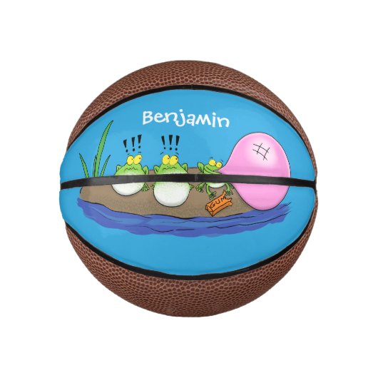 Cute grappige kikkers bubblegum cartoon illustrati basketbal (Voorkant)
