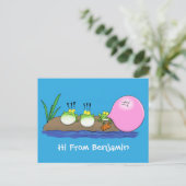 Cute grappige kikkers bubblegum cartoon illustrati briefkaart (Staand voorkant)
