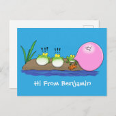 Cute grappige kikkers bubblegum cartoon illustrati briefkaart (Voorkant / Achterkant)