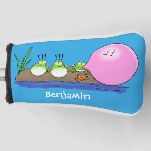 Cute grappige kikkers bubblegum cartoon illustrati golfheadcover (Voorkant)