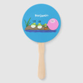 Cute grappige kikkers bubblegum cartoon illustrati handwaaier (Achterkant)