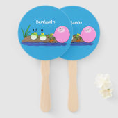 Cute grappige kikkers bubblegum cartoon illustrati handwaaier (Voorkant en achterkant)