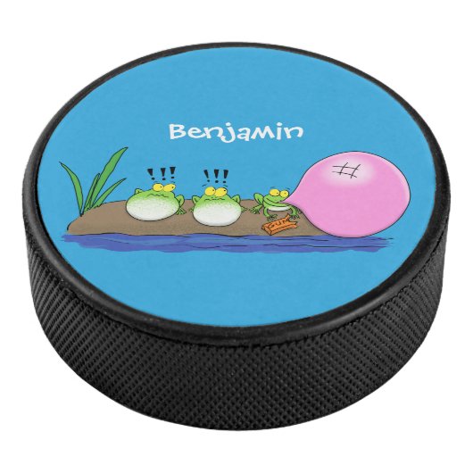 Cute grappige kikkers bubblegum cartoon illustrati hockey puck (3/4)