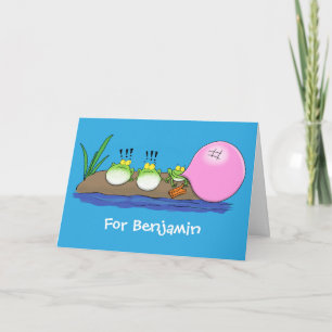 Cute grappige kikkers bubblegum cartoon illustrati kaart