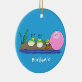 Cute grappige kikkers bubblegum cartoon illustrati keramisch ornament (Rechts)