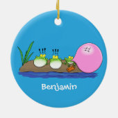 Cute grappige kikkers bubblegum cartoon illustrati keramisch ornament (Achterkant)