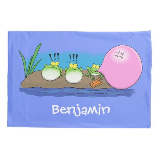Cute grappige kikkers bubblegum cartoon illustrati kussensloop (Achterkant)