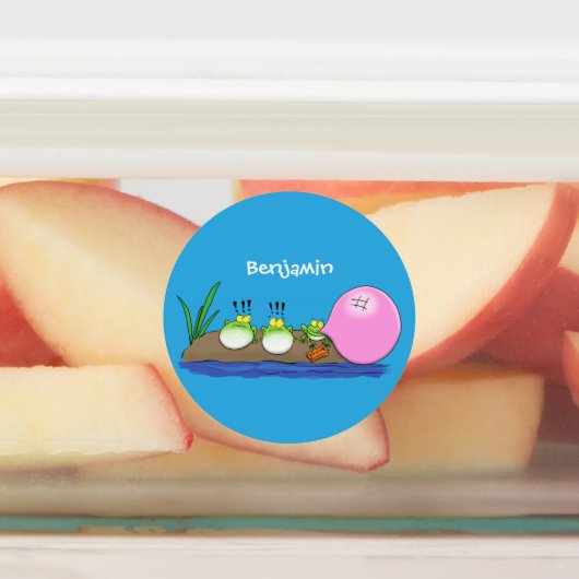 Cute grappige kikkers bubblegum cartoon illustrati labels (Aangebracht)