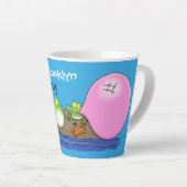 Cute grappige kikkers bubblegum cartoon illustrati latte mok (Rechterhoek)
