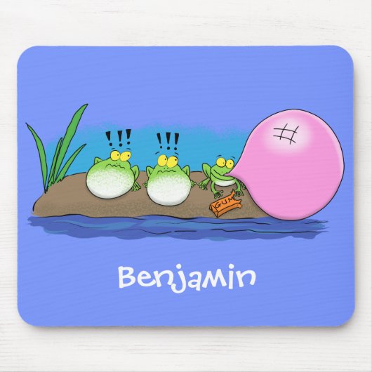 Cute grappige kikkers bubblegum cartoon illustrati muismat (Voorkant)
