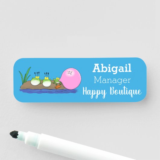 Cute grappige kikkers bubblegum cartoon illustrati naamplaatje (In situ)