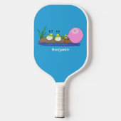 Cute grappige kikkers bubblegum cartoon illustrati pickleball paddle (Achterkant)