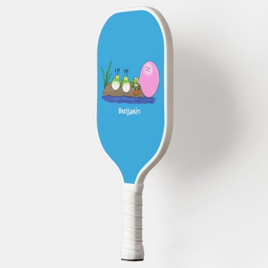 Cute grappige kikkers bubblegum cartoon illustrati pickleball paddle (Links)