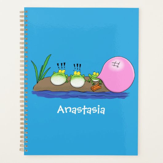 Cute grappige kikkers bubblegum cartoon illustrati planner (Voorkant)