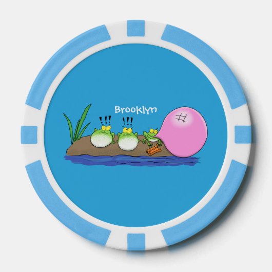 Cute grappige kikkers bubblegum cartoon illustrati poker chips (Voorkant)