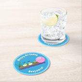 Cute grappige kikkers bubblegum cartoon illustrati ronde kartonnen onderzetter (Insitu)