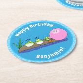 Cute grappige kikkers bubblegum cartoon illustrati ronde kartonnen onderzetter (Gebogen)