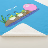 Cute grappige kikkers bubblegum cartoon illustrati sherpa deken (3/4)