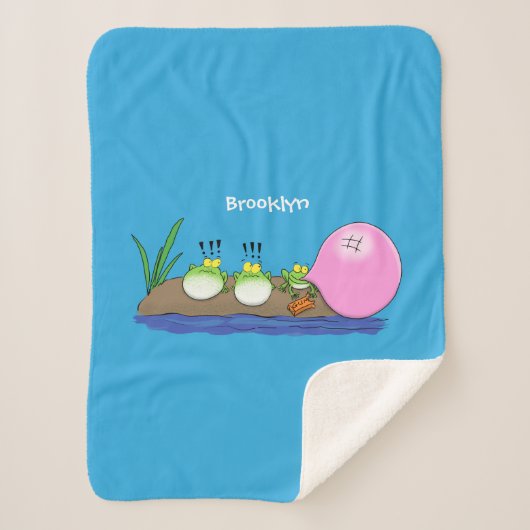 Cute grappige kikkers bubblegum cartoon illustrati sherpa deken (Voorkant)