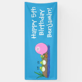 Cute grappige kikkers bubblegum cartoon illustrati spandoek (Verticaal)