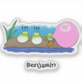 Cute grappige kikkers bubblegum cartoon illustrati sticker (Voorkant)