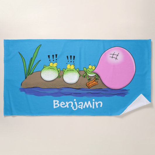 Cute grappige kikkers bubblegum cartoon illustrati strandlaken (Voorkant)