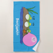 Cute grappige kikkers bubblegum cartoon illustrati strandlaken (Voorkant)