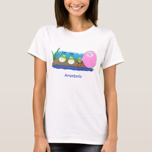 Cute grappige kikkers bubblegum cartoon illustrati t-shirt (Voorkant)