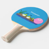 Cute grappige kikkers bubblegum cartoon illustrati tafeltennisbatje (Voorkant Gekanteld)