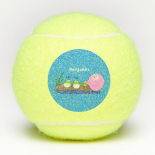 Cute grappige kikkers bubblegum cartoon illustrati tennisballen