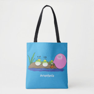 Cute grappige kikkers bubblegum cartoon illustrati tote bag