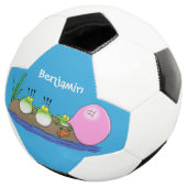 Cute grappige kikkers bubblegum cartoon illustrati voetbal (Drie kwart)