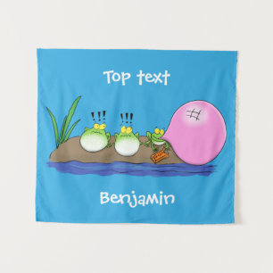 Cute grappige kikkers bubblegum cartoon illustrati wandkleed