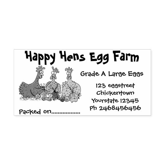 Cute grappige kippen cartoon eierdoos label rubberstempel (Afrduk)