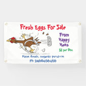 Cute grappige kippen cartoon-eieren te koop, bord spandoek (Horizontaal)