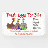 Cute grappige kippen cartoon-eieren te koop, bord spandoek (Horizontaal)