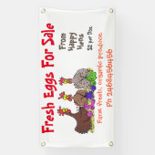 Cute grappige kippen cartoon-eieren te koop, bord spandoek (Verticaal)