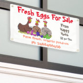Cute grappige kippen cartoon-eieren te koop, bord spandoek (Buitenkant Gebouw)
