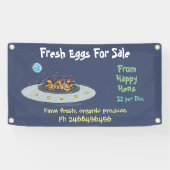 Cute grappige kippen cartoon-eieren te koop, bord spandoek (Horizontaal)