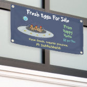 Cute grappige kippen cartoon-eieren te koop, bord spandoek (Buitenkant Gebouw)