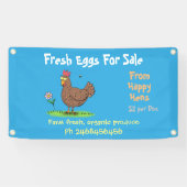 Cute grappige kippen cartoon-eieren te koop, bord spandoek (Horizontaal)