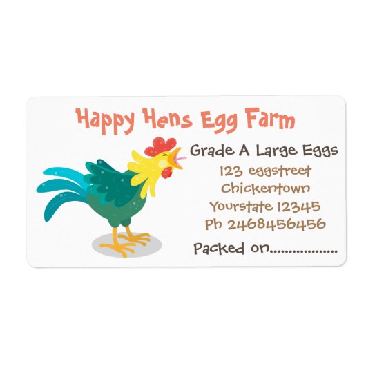 Cute grappige kippen Eidooi cartoon Etiket (Voorkant)