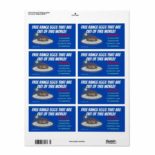 Cute grappige kippen in cartoon-eikarton etiket (Full Sheet)