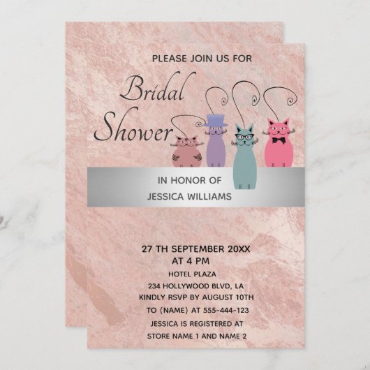 Cute grappige kleurrijke katten roos goudmarmer kaart (Voorkant / Achterkant)