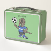 Cute grappige Komodo dragon die voetbal cartoon sp (Voorkant)
