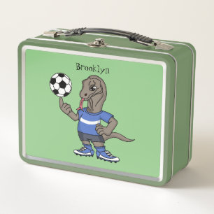 Cute grappige Komodo dragon die voetbal cartoon sp